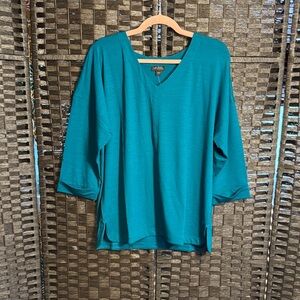 J. Jill V-Neck Relaxed Wearever Collection Tunic Size Large Teal